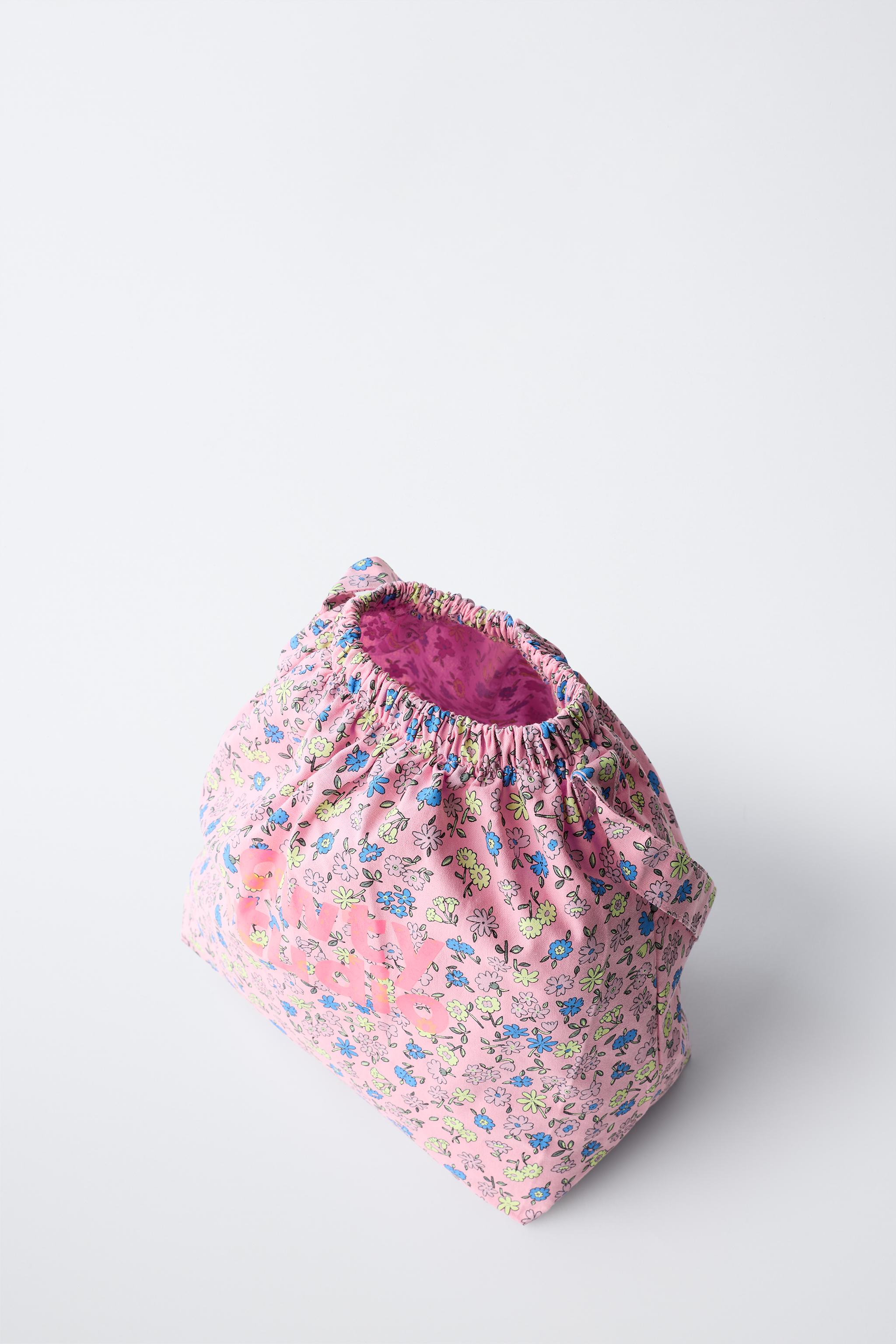 SAC À IMPRIMÉ FLEURS ET INSCRIPTION